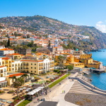 Panoramic view of the capital of Madeira island Funchal, Portugal.