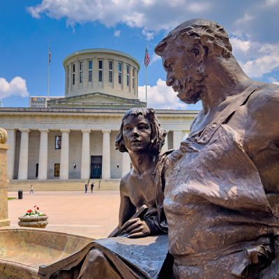 Prosperity statue in front of the Ohio Statehouse.
