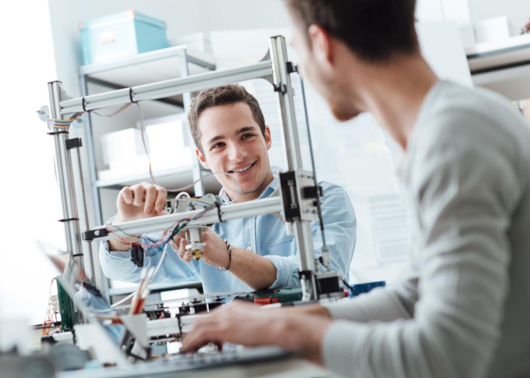 Students working on a technology project