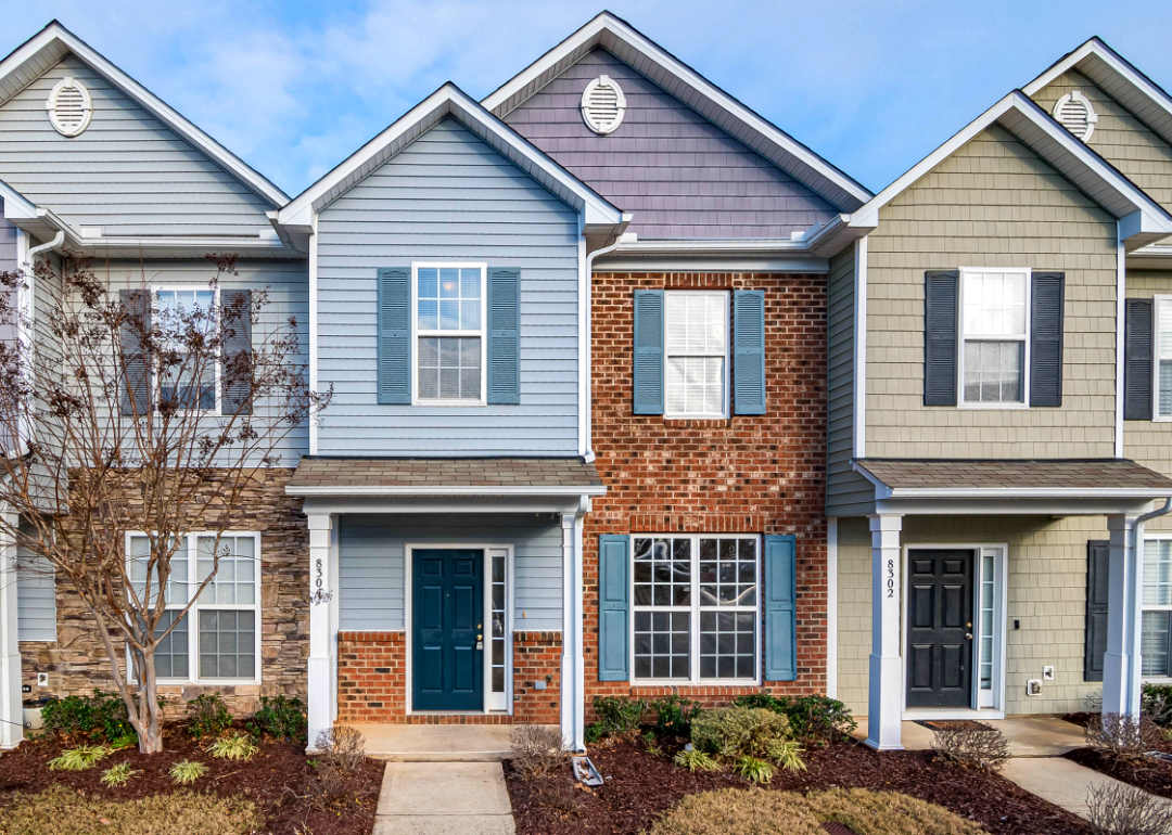 A new development of narrow row houses.