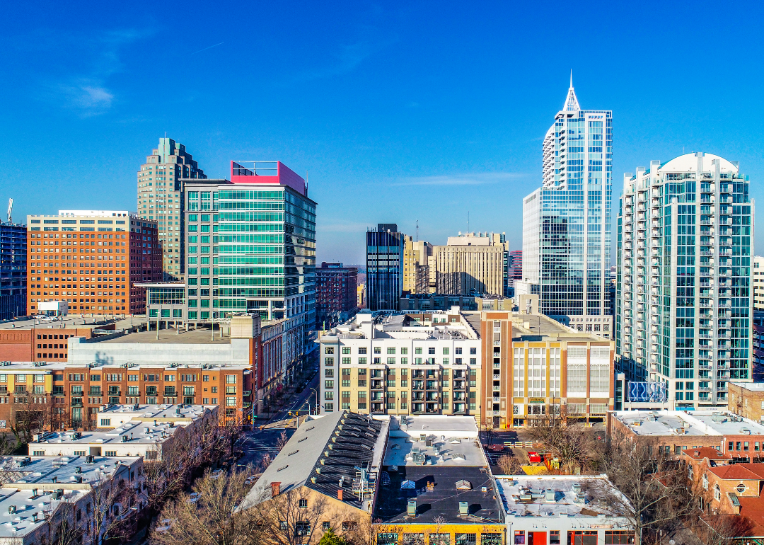 An aerial view of the Raleigh, North Carolina.