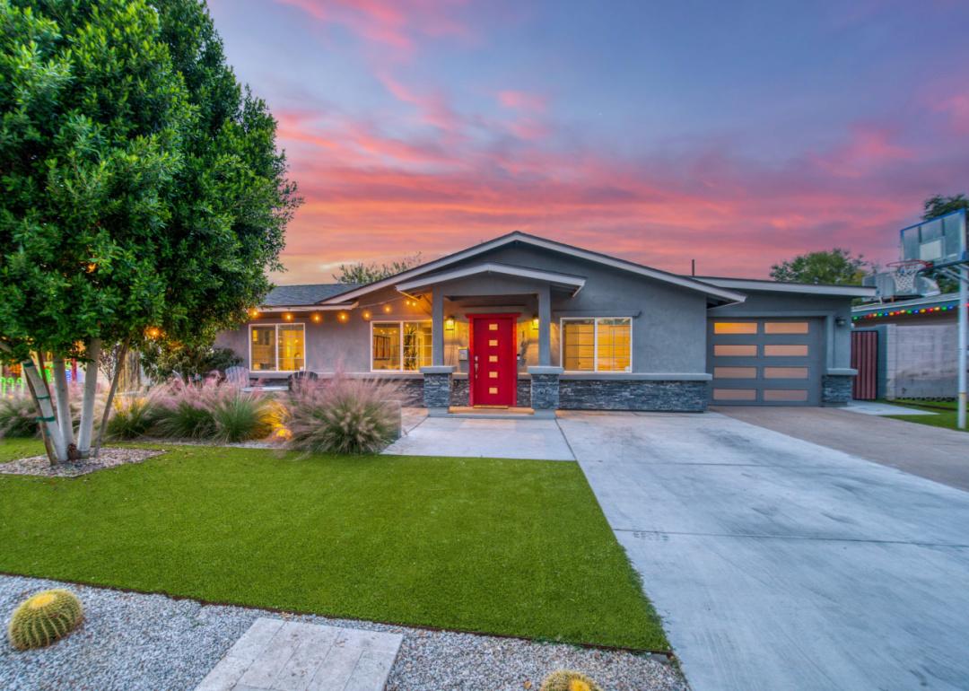 A luxury home at sunset in Scottsdale, Arizona.