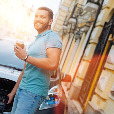 Man charging EV