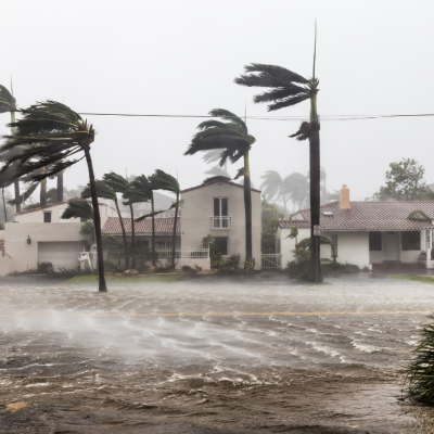 A flooded street after catastrophic Hurricane Irma hit Fort Lauderdale, FL.