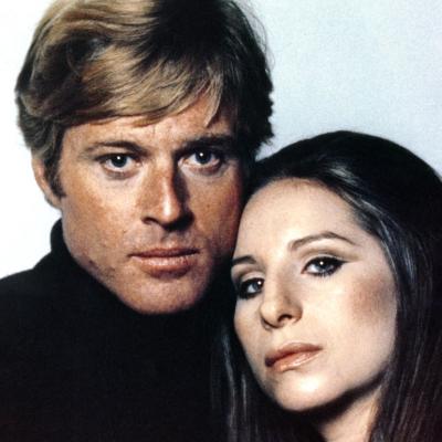 Actors Robert Redford and Barbra Streisand on the set of 'The Way We Were' in 1973.
