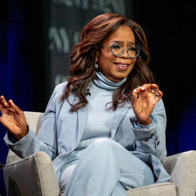 Oprah Winfrey with George Stephanopoulos and Arthur C. Brooks (both not pictured) discuss "Build The Life You Want" at The 92nd Street Y, New York on September 12, 2023 in New York City.