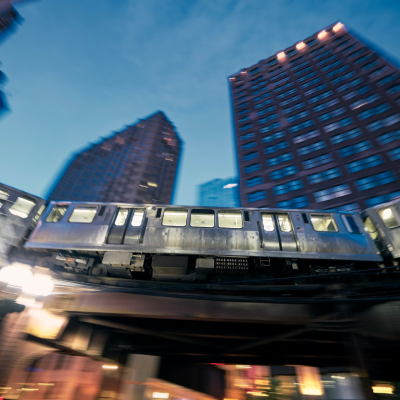Chicago's elevated train at night