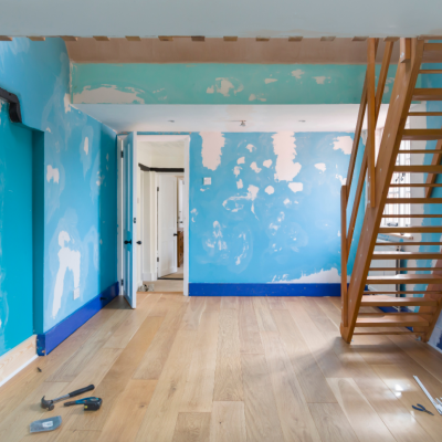 DIY home improvement project with paint and construction