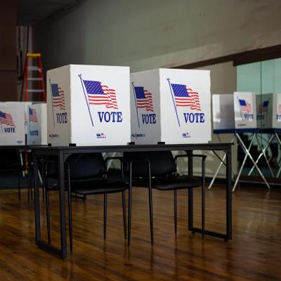 Voting booths at polling station during American elections