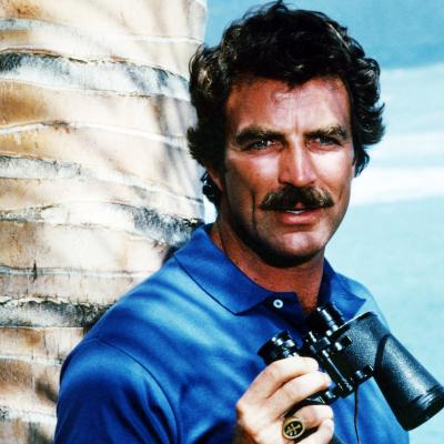 Actor Tom Selleck on the TV series 'Magnum P.I.,' circa 1985.
