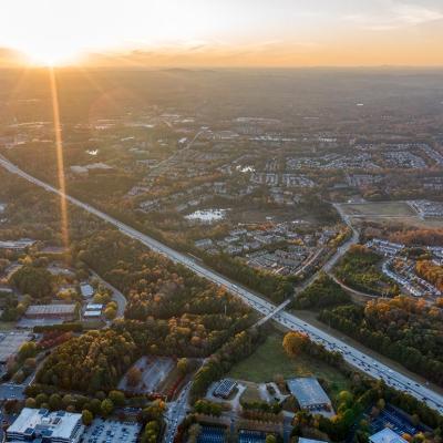 aerial photo of suburbs outside of Atlanta, Georgia