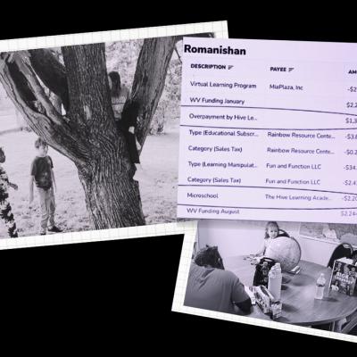 photo illustration showing students from microschool and receipt of payments
