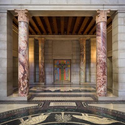Entrance to the Senate Chamber in the Nebraska State Capitol building in Lincoln.