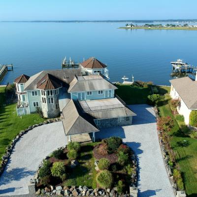 The view of the luxury waterfront homes by the bay in Rehoboth Beach, Delaware.