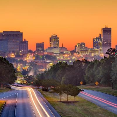 Skyline of downtown Columbia, South Carolina from above Jarvis Klapman Blvd.