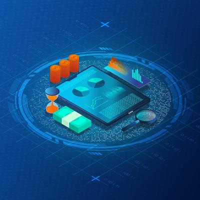 A 3d concept of an Accounts Payable (AP) automation application software.
