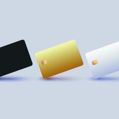 A black, gold and platinum card as a concept of business credit cards.