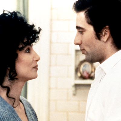 Cher and Nicolas Cage on the set of ‘Moonstruck’.