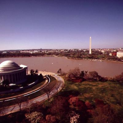 Aerial view of the Jefferson Memorial, April 1973.