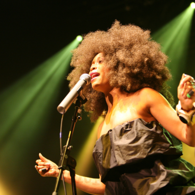 Erykah Badu performing.