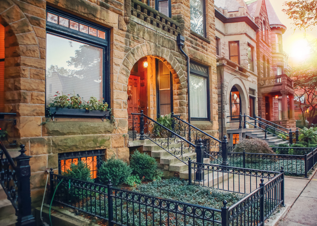 A neighborhood of rowhouses in Chicago.