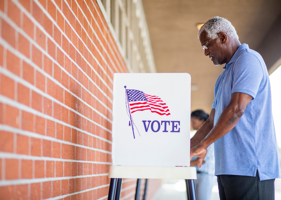A person voting in an election