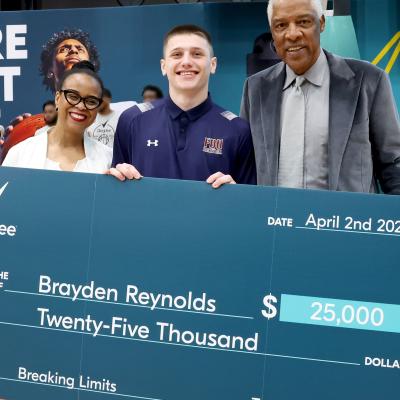 Desi Okeke, Brayden Reynolds, and Julius Erving are seen at March Madness Fan Fest.