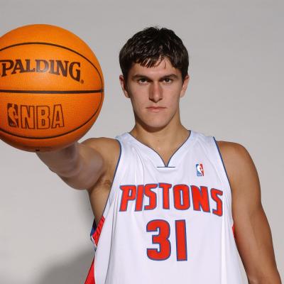 Darko Miličić #31 of the Detroit Pistons during NBA Media Day.
