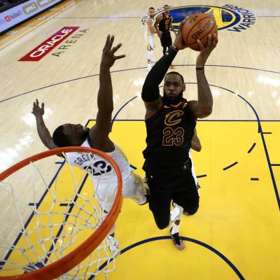 LeBron James of the Cleveland Cavaliers attempts a layup