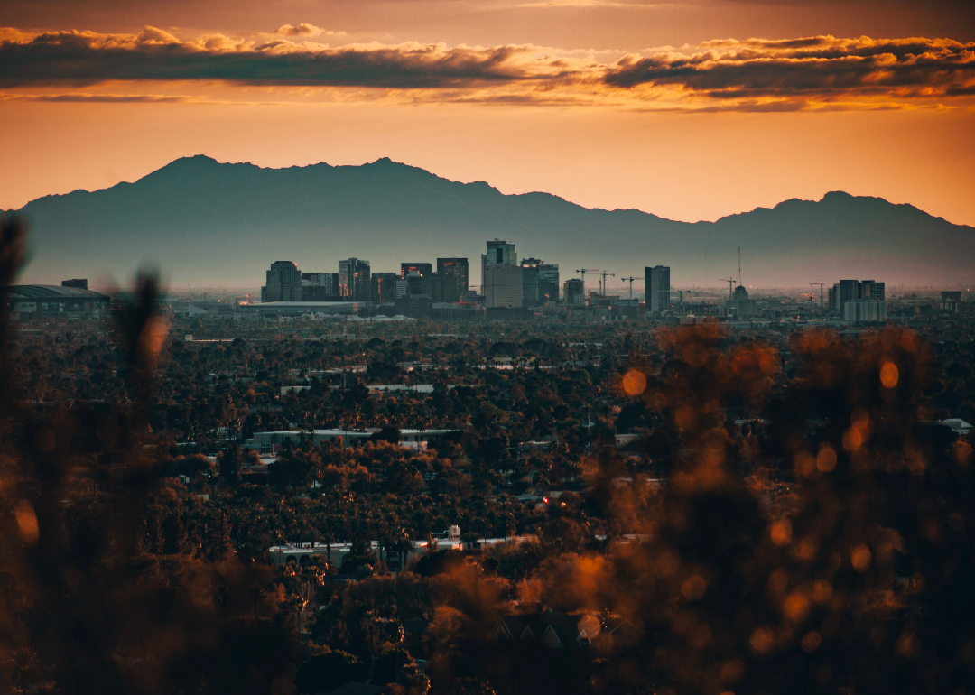 A dark view of downtown Phoenix.