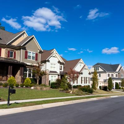 Street of large suburban homes