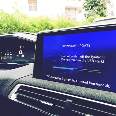 Firmware update on a car.
