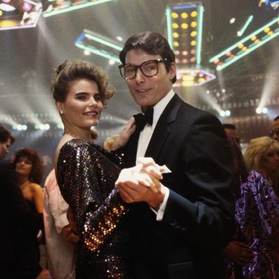 Actors Christopher Reeve and Mariel Hemingway dance during filming of 'Superman IV: The Quest for Peace.'