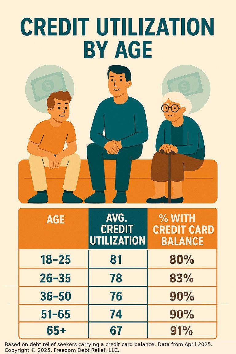 Infographic showing credit utilization by age.