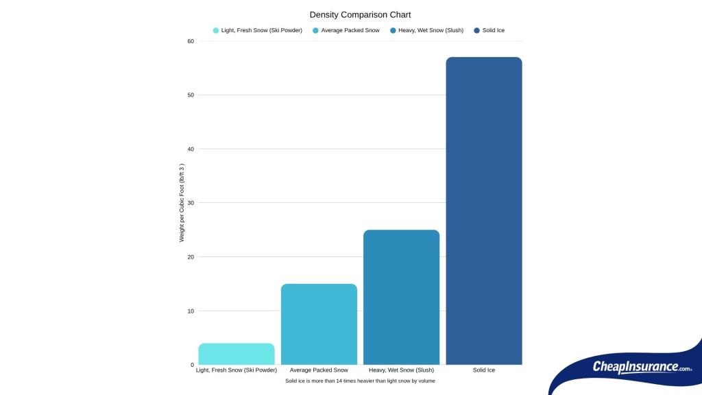 Data bar chart showing density comparison of snow.