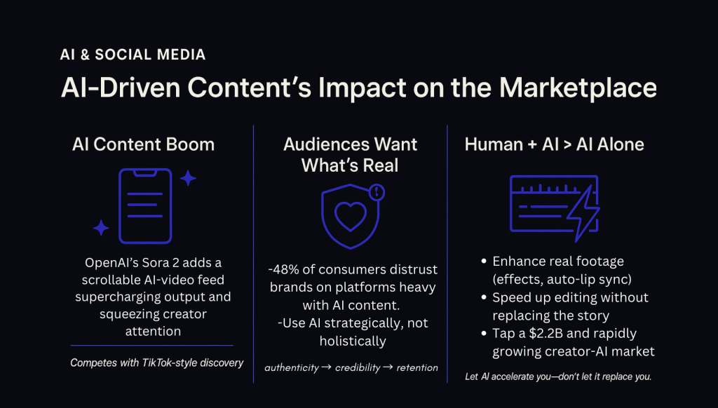 An infographic showing data on AI-driven content's impact on the marketplace.