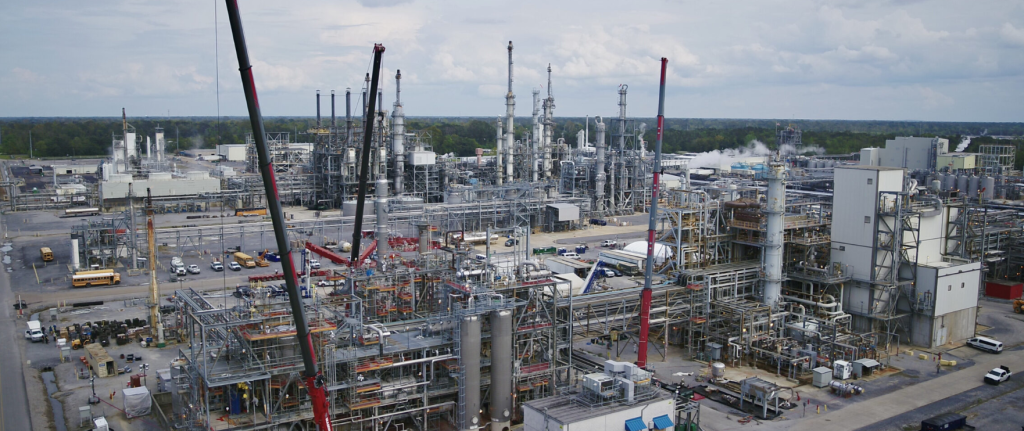 BASF's TDI plant in Geismar, Louisiana where plans to expand are projected to increase toxic air emissions for the nearby community by 18,969 tons annually, due to exemptions President Donald Trump granted recently that let the company bypass stricter air quality monitoring. 