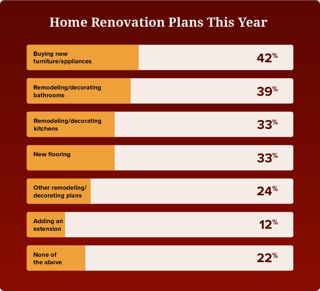 A data graphic showing the top home renovation plans this year.