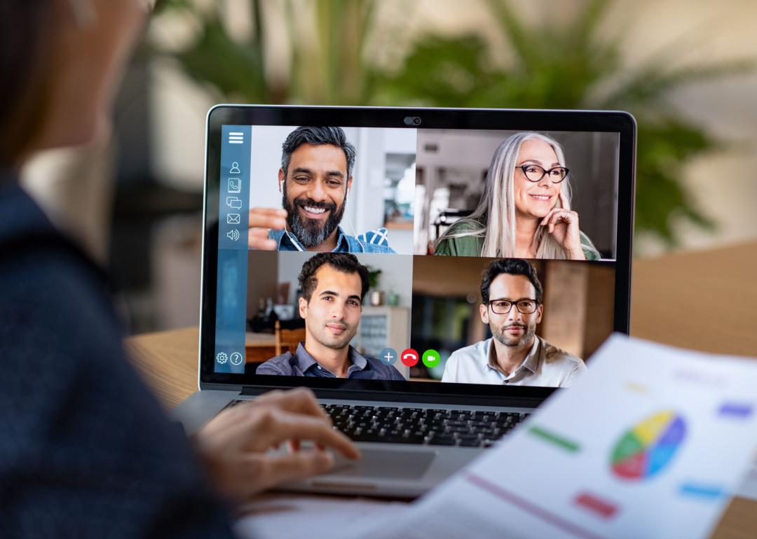 Business colleagues in video conference.