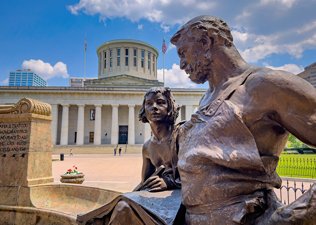 Prosperity statue in front of the Ohio Statehouse.