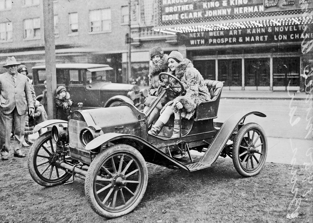 Flappers in front of Belmont Theater