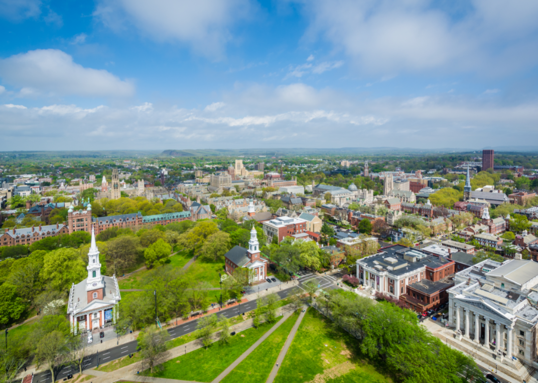 Overhead shot of New Haven, Connecticut.