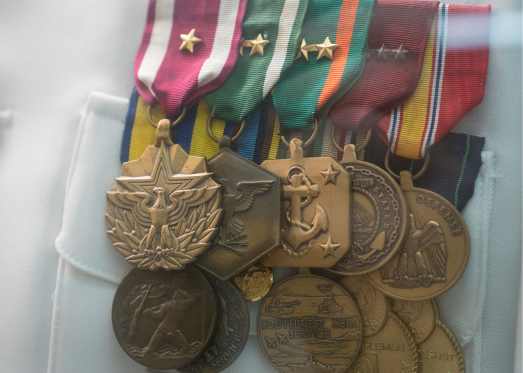 Closeup of military medals