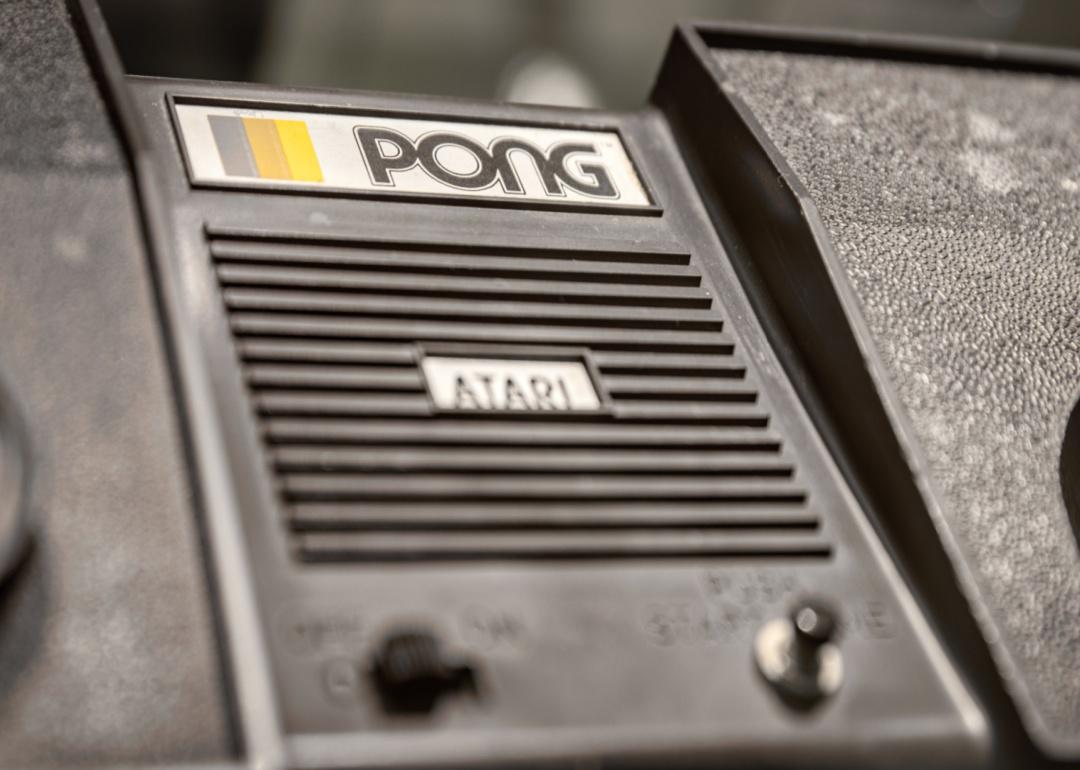 Vintage video game system "Pong" from Atari on display during a exhibition about the history of video games in Munich, Germany in 2019.