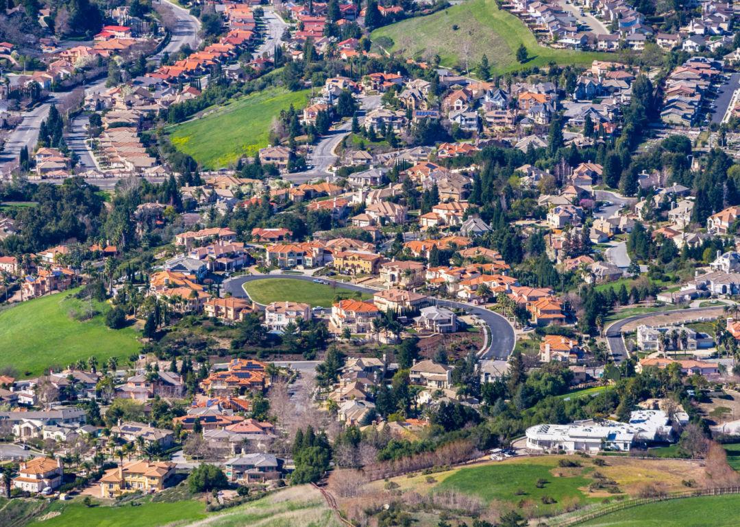 Aerial view of a small town.