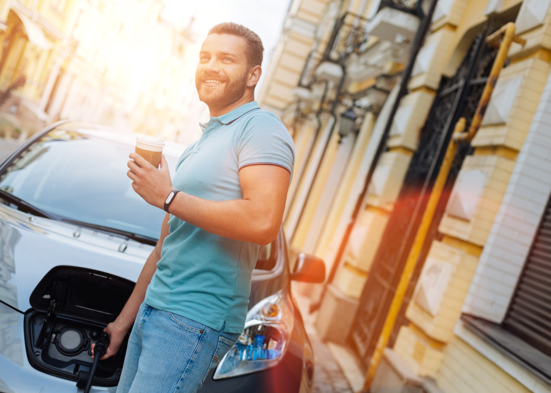 Man charging EV