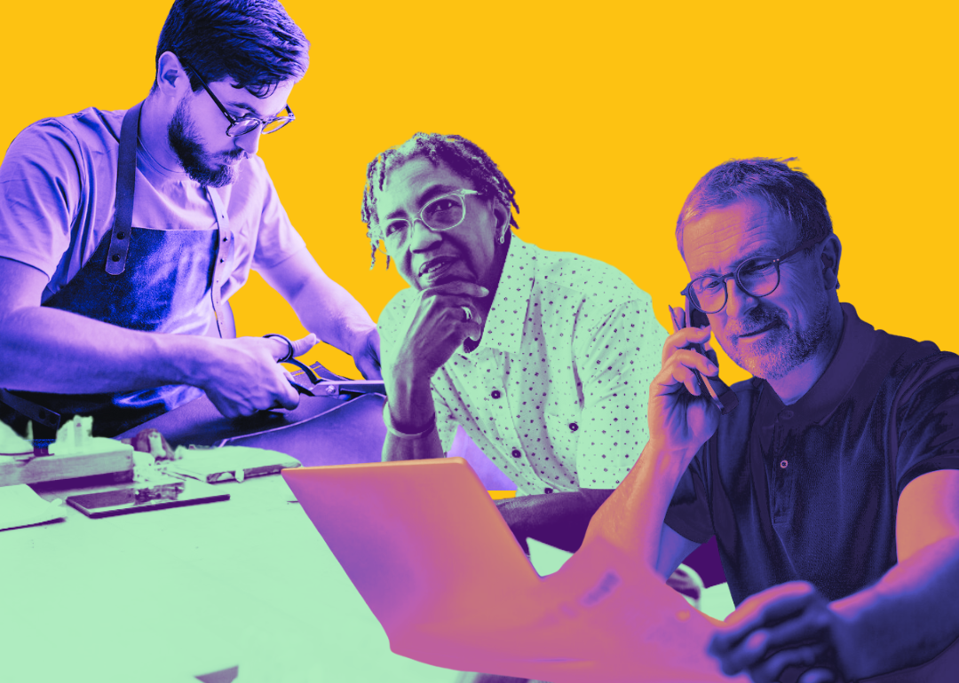 An illustration of three individual small business owners.