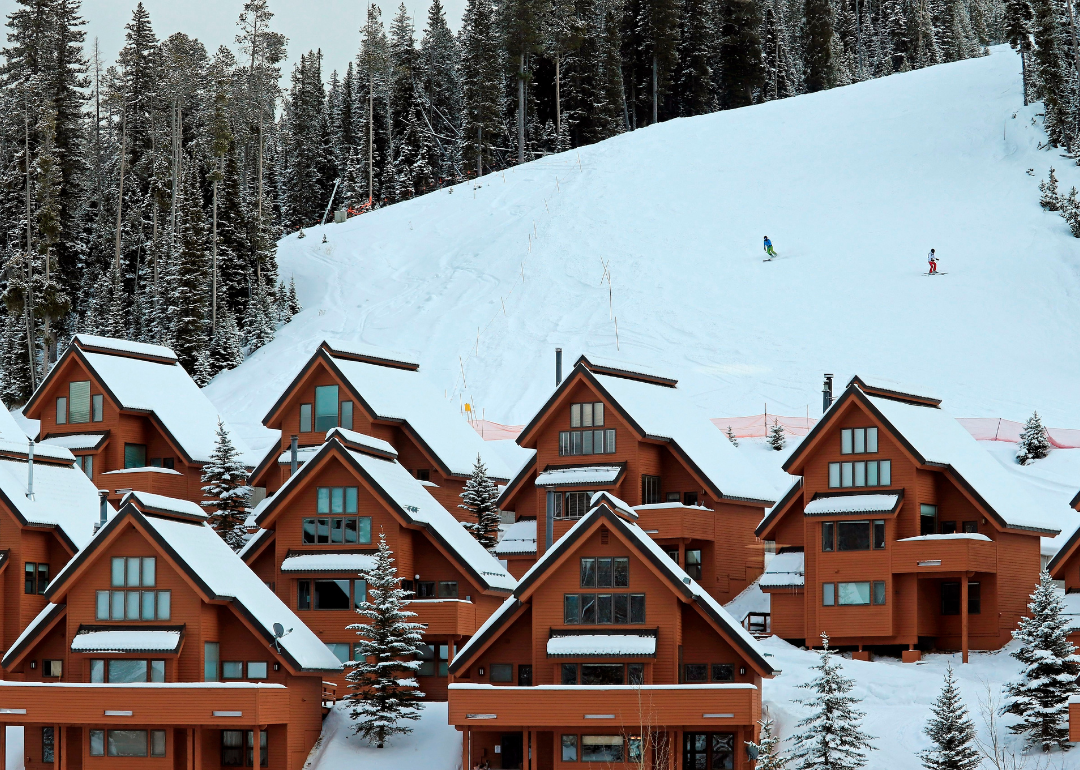 Ski runs and condos at the Big Sky Ski resort in south central Montana.