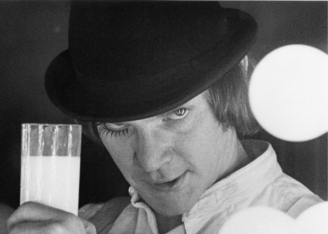 Malcolm McDowell performs in a scene from the movie " A Clockwork Orange" directed by Stanley Kubrick.