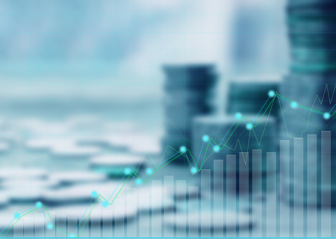 photo illustration concept of saving money with graph rising and stacks of money in background